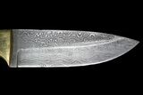 Damascus Knife With Fossil Dinosaur Bone (Gembone) Inlays #125251-6